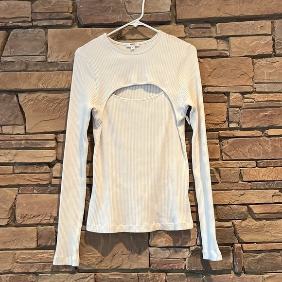 NWT AGOLDE Lyza Ribbed Cutout Top! - Picture 3 of 4